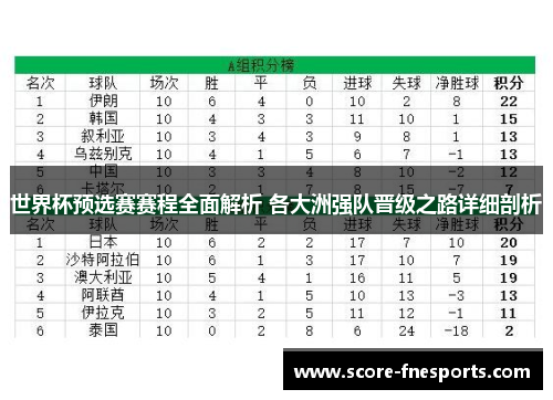 世界杯预选赛赛程全面解析 各大洲强队晋级之路详细剖析