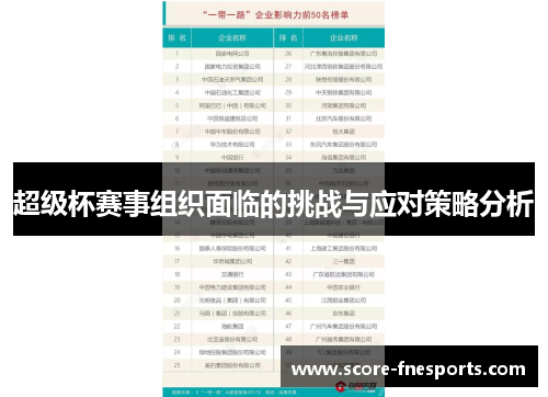 超级杯赛事组织面临的挑战与应对策略分析