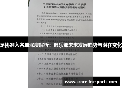 足协准入名单深度解析：俱乐部未来发展趋势与潜在变化